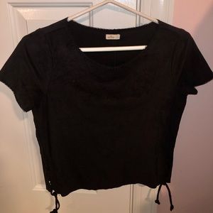 Hollister Black Suede Crop Top